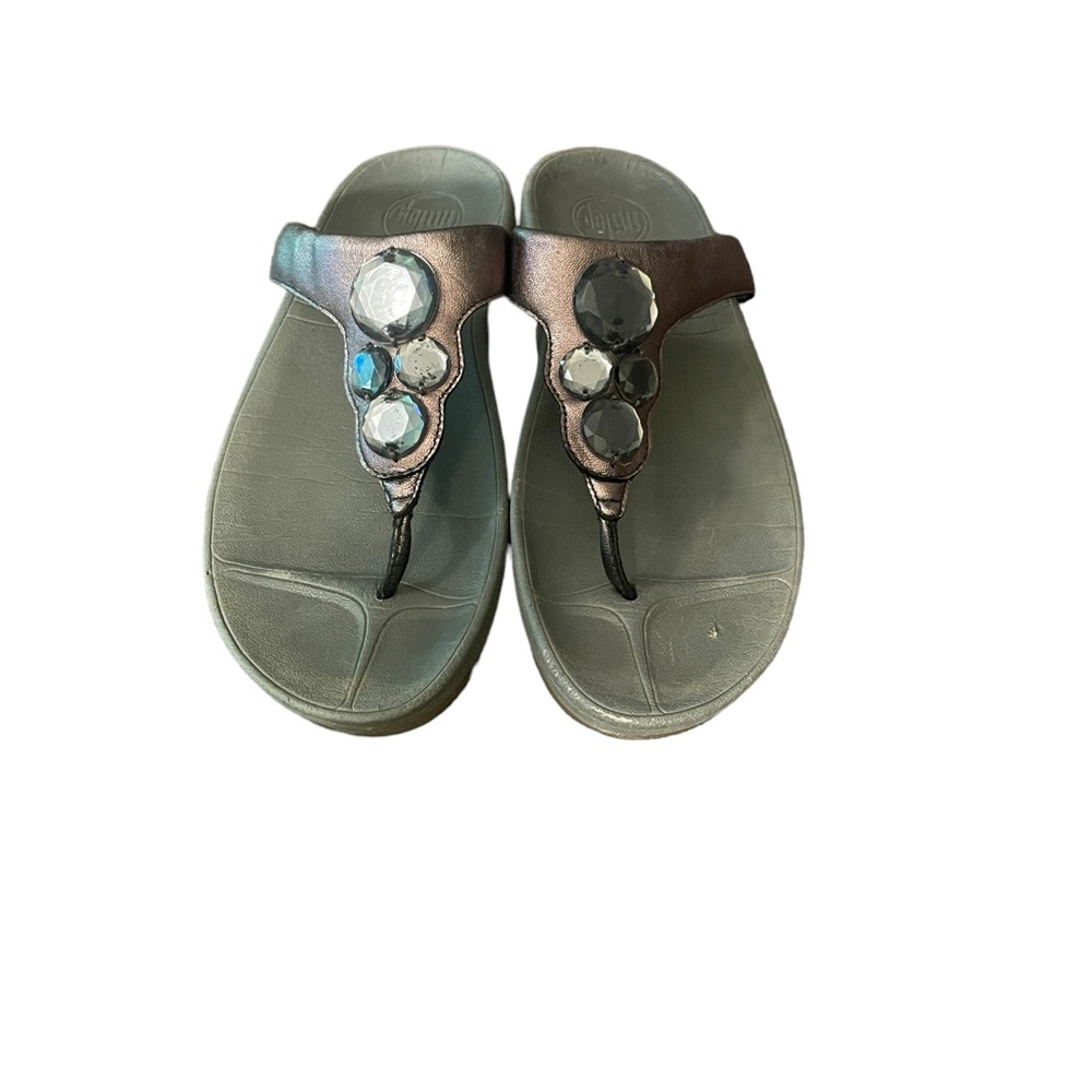 Fitflop Thong Sandals Brown with Bling Size 7 - Picture 8 of 9